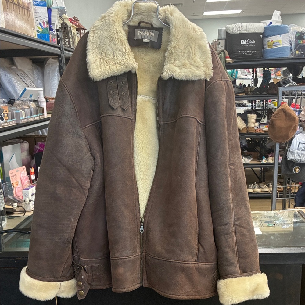 Wilsons Leather Brown Jacket with Cream Shearling